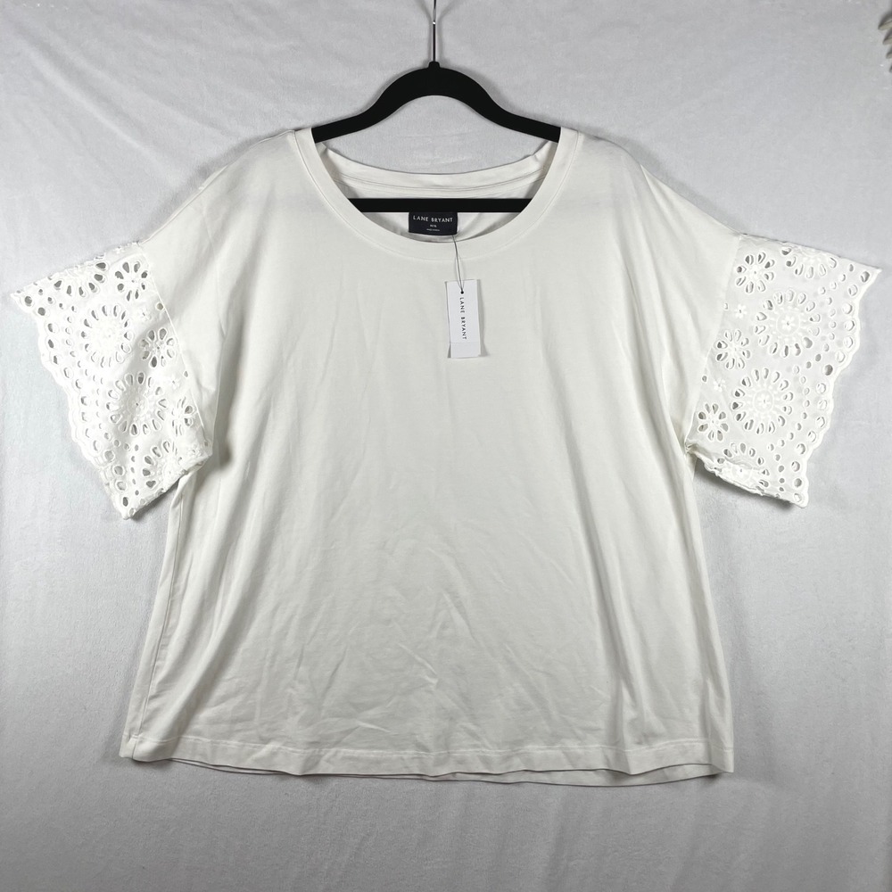 cotton eyelet sleeve tee nwt‎ lane bryant 14/16 cottagecore boho western prairie